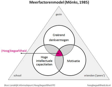 Figuur 2. Meerfactoren model van hoogbegaafdheid (Mönks and Ypenburg, 1995)